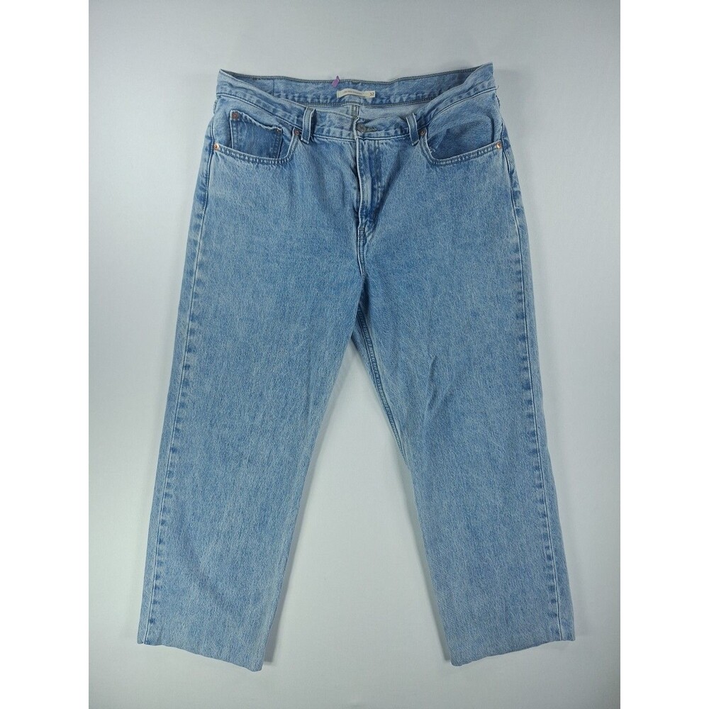 Levi's Low Pro Women Straight Leg Jeans 32 Light Wash Denim 100% Cotton Hem 27